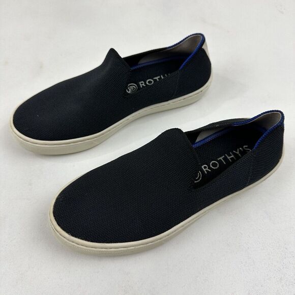 ROTHY'S Black Original Slip On Sneakers Size 6 Washable Knit Recycled Materials - Picture 3 of 10